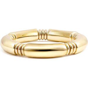 Women's 1pcs Gold Chunky Bangles Bracelets 14k Gold Plated Stack Layered Gift